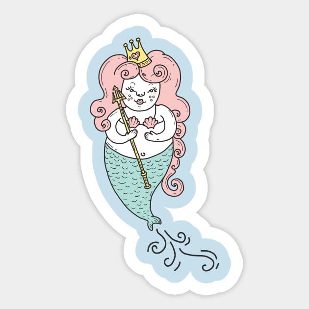 Cute mermaid illustration Sticker by JDawnInk